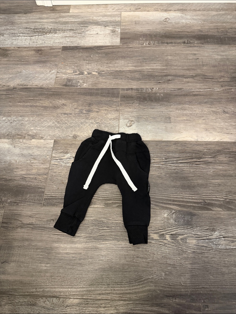Little Bipsy Black Jogger Pants with White Drawstring